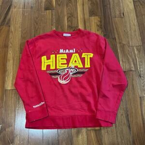 Mitchell & Ness Miami Heat Men's Crewneck Sweatshirt Red Size M